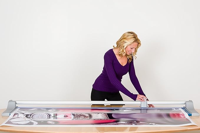 Dahle Large Format Premium Rolling Trimmer, 72" Cut Length, 12 Sheets Capacity, Cut Mat Board, Self-sharpening Blade Cuts in Both Directions, Ground Steel Blade, Automatic Clamp Holds (472)