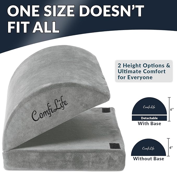 ComfiLife Foot Rest for Under Desk at Work – Adjustable Height Memory Foam Foot Stool for Under Desk, Office Chair & Gaming Chair – Ergonomic Footrest for Back & Hip Pain Relief (Gray)