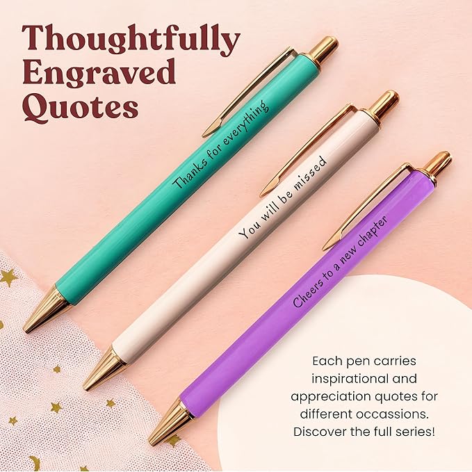 MESMOS 3pk Fancy Pens, Retirement Gift for Women, Farewell Gifts for Coworkers, Cool Happy Retirement for Teacher, Goodbye for Coworkers Women, Going Away Gifts for Friends