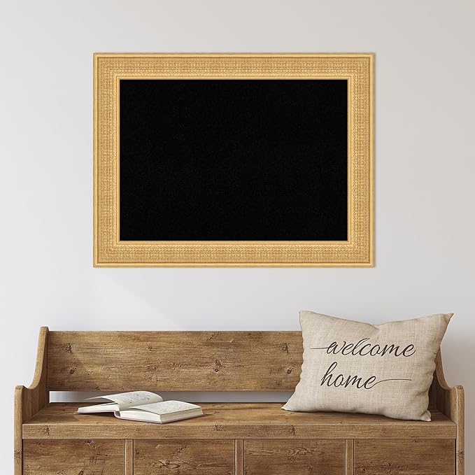 Amanti Art Black Cork Board for Wall, 26x34 Vision Board with Gold Wood Frame, Medium Corkboard Office Decor for Home Organization, Traditional Corkboard Pinboard to display items for home