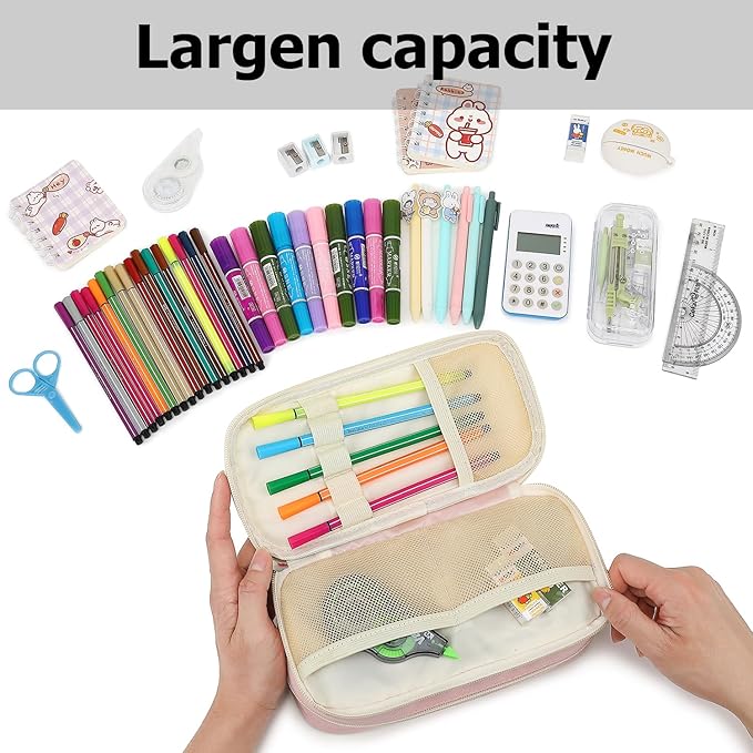 Large Capacity Pencil Case Multi-Slot Pencil Pouch Durable Pencil Box Portable Office Pen Bag with Zipper