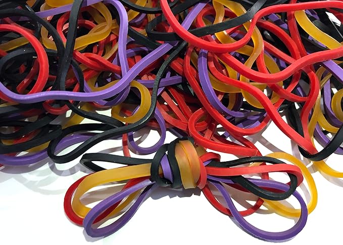 Rubber Bands, Size 117b (7" x 1/8'') Colorful Natural Rubber Band, 117 Heavy Duty Elastic Office Supplies Rubber Bands for Office Files Bank Paper Bills Money or School (1/4 Pound Bag)