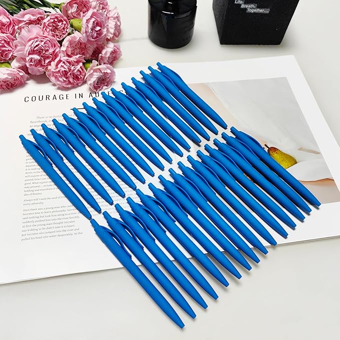 Aozora Pens Bulk 120 Pack Blue Click Pens No Bleed Wholesale Retractable Ballpoint Pens Medium Point,Smooth Ink Pens for Journaling School Office Supplies 1.0MM Blue Ink