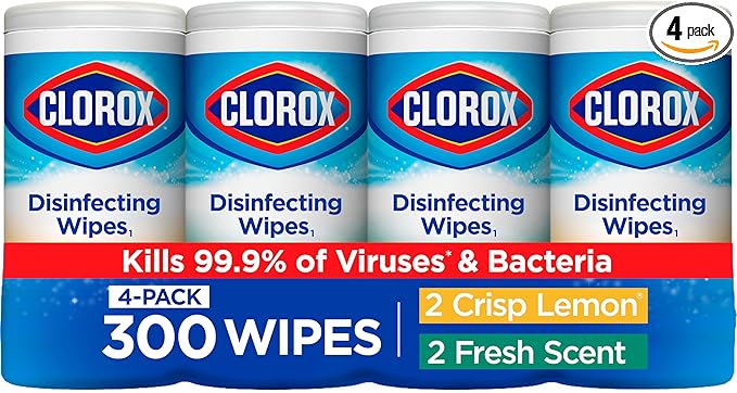 Clorox Disinfecting Wipes Value Pack, Bleach Free Cleaning Wipes, Dorm Room Essentials, 75 Count Each, Pack of 4