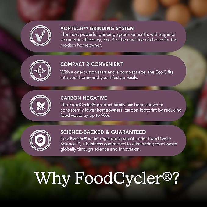 Eco 3 Compact Kitchen Food Recycler | Indoor Composter Bin Alternative | Electric Countertop Food Waste Disposer with Odorless 3.5L Indoor Food Waste Bin for Easy Waste Management | Grey