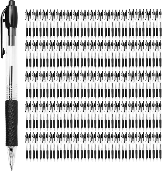 Simply Genius Bulk Retractable Black Pens, 200-Pack - Black Ink, Medium Ballpoint - Smooth-Writing Pens with Comfortable Grip - Journaling & Note-Taking