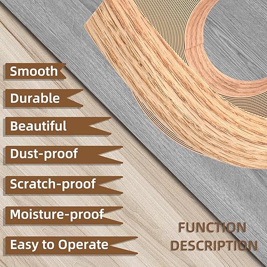 GSCIT Club Red Oak Veneer Edge Banding, 1 1/2 inch x 25ft Roll, Preglued Flexible, Real Wood Tape Banding