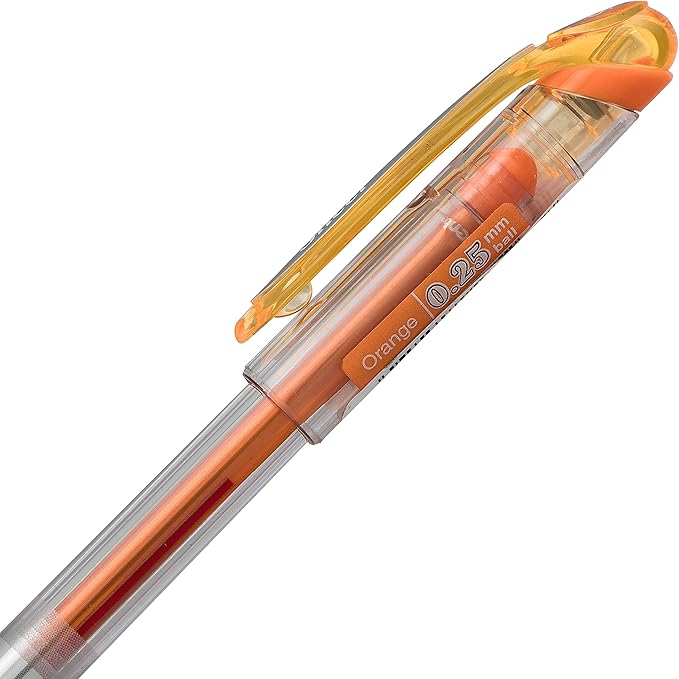 Pentel Arts Slicci 0.25 mm Extra Fine Gel Pen, Orange Ink, Box of 12 (BG202-F1)