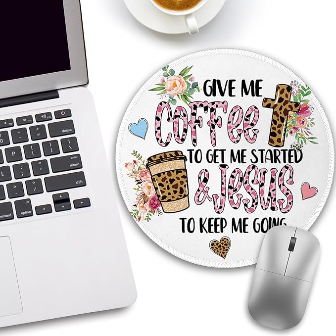 Positive Round Mouse Pad, Funny Small Mouse Pad with Non-Slip Rubber Base, Stitched Edge Mousepad for Desk Wireless Mouse, Gaming Mouse Mat for Computer Laptop Home Office Women Men, 8.6 x 8.6 Inch