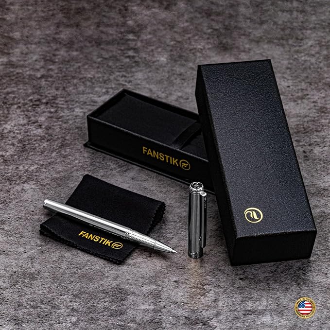 Silver Luxury Rollerball pen (Made In USA) fancy gift set for women, Chrome Finish, Professional executive pen gift set for men (Lux Rollerball Silver)