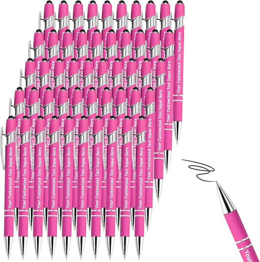 50-500 Pcs Personalized Ballpoint Pen Custom Pens Free Engraved Bulk with Name Logo Soft Black Ink Stylus with Touch Metal Office Gift for Anniversaries Graduations Birthdays