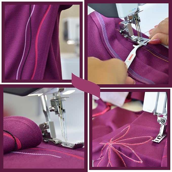 Bernette B62 Airlock Coverstitch Machine Bundle | Air Threader, Scissors, Rotary Cutter, Threads, Self Healing Foldable Cutting Mat, LED Light, Extension Table | Heavy Duty, Beginner to Professional