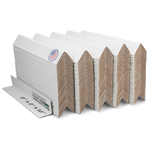 IDL Packaging 2" x 2" x 12" Cardboard Edge Protector, Pack of 200 - White Kraft Cardboard Corners for Shipping - V-Board Reinforced