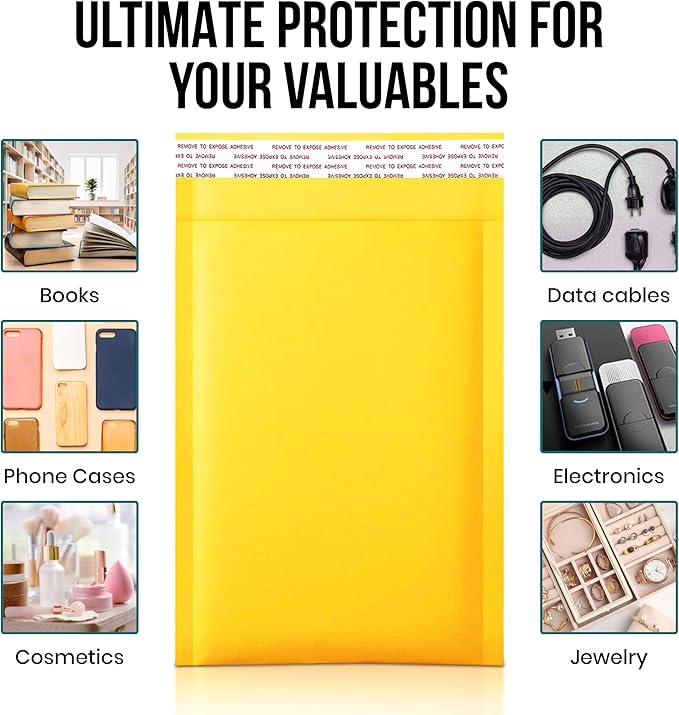 Levex - #00 5" x 10 [50 Pack) Kraft Bubble Mailers, Padded Envelope Mailers, Packing Envelope & Mailing Bags for Shipping