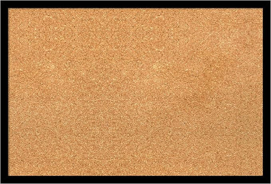 Amanti Art Natural Cork Board for Wall, 17x25 Vision Board with Black Wood Frame, Medium Corkboard Office Decor for Home Organization, Modern Contemporary Corkboard Pinboard to display items for home