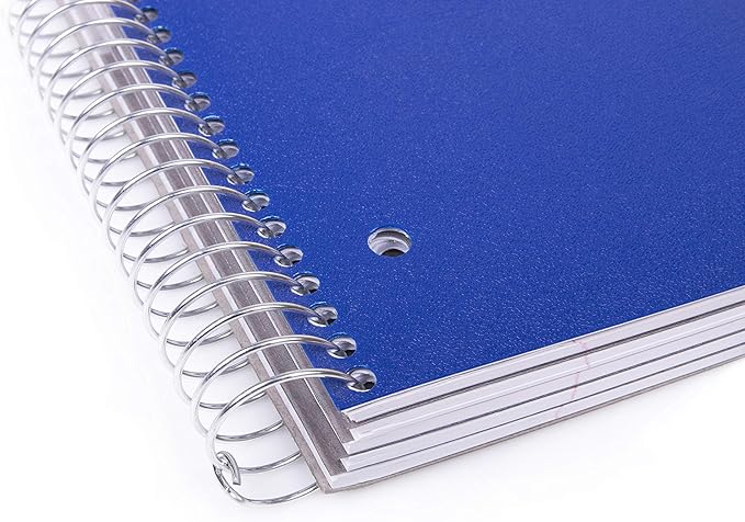 Mintra Office Durable Spiral Notebooks, 5 Subject (Blue, Wide Ruled 1pk)