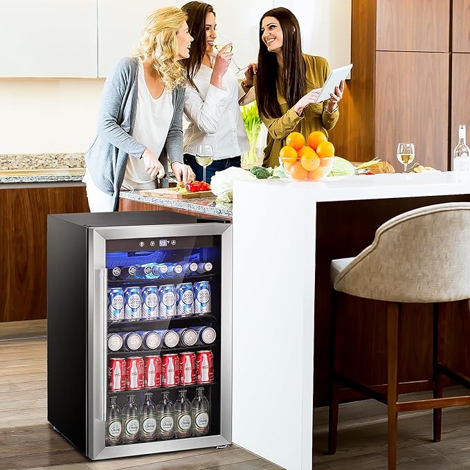 Antarctic Star Beverage Refrigerator Cooler - 145 Can Mini Fridge Glass Door for Soda Beer or Wine, Clear Front Door for Home Office or Bar, 4.4Cu.Ft