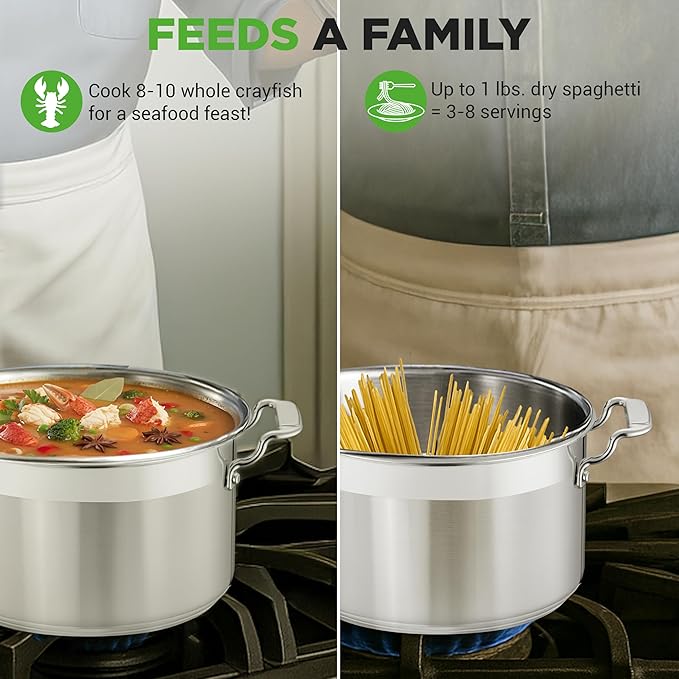 NutriChef 5-Quart Stainless Steel Stockpot with Lid- 18/8 Food Grade Heavy Duty Inox Large Stock Pot for Stew, Soup, Works w/ Induction