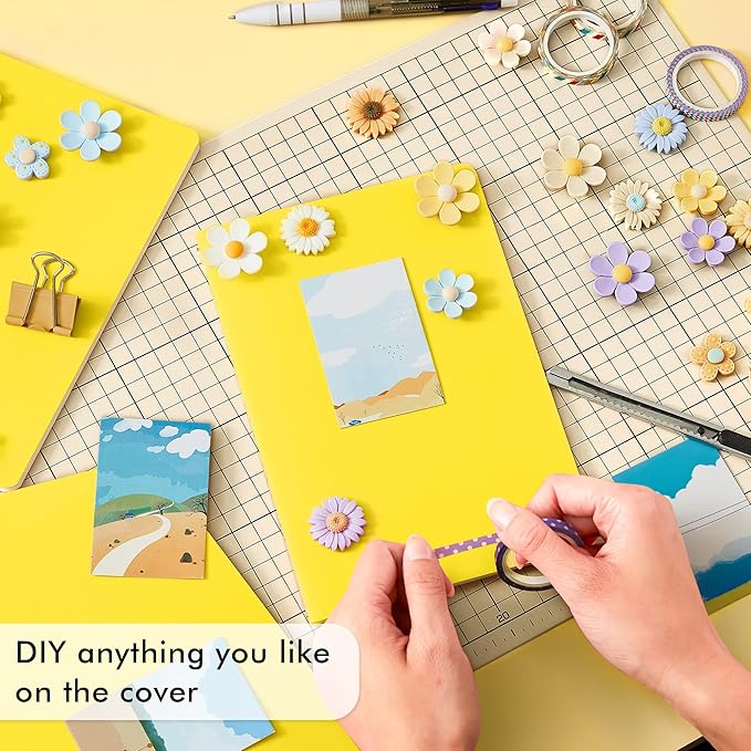 feela 8 Pack Soft Cover Journal Bulk, Notebooks College Ruled for Work, Lined Travel Journal for Women Men, Note Taking Notebook School Supplies Business Writing, 8.2” x 5.5”, A5, Lemon Yellow