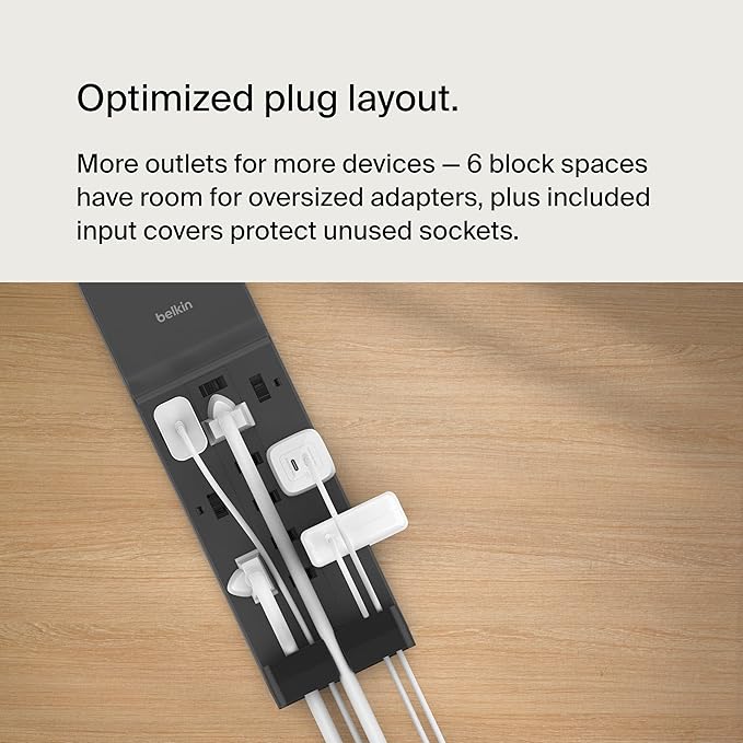 Belkin 12-Outlet Surge Protector Power Strip w/ 12 AC Outlets & 8ft Flat Plug, UL-listed Heavy-Duty Extension Cord for Home, Office, Travel, Computer, Laptop, Charger - 3,940 Joules of Protection