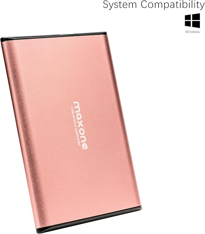 Maxone 320GB Ultra Slim Portable External Hard Drive HDD USB 3.0 Compatible with PC, Laptop, Rose Pink