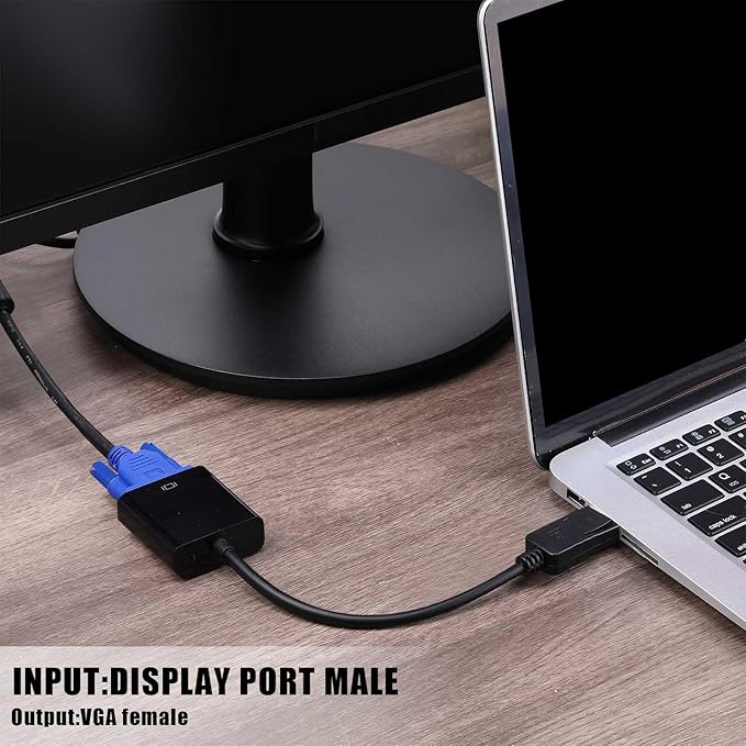 Yunsailing 10 Pack DisplayPort to VGA Adapters Gold Plated Compatible with Laptop Monitor PC Projector