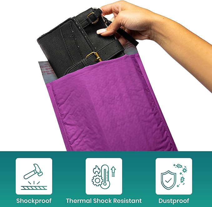 Levex - #000 4" x 8" [5 Pack] Purple Poly Bubble Mailers, Padded Envelope Mailers, Packing Envelope & Mailing Bags for Shipping