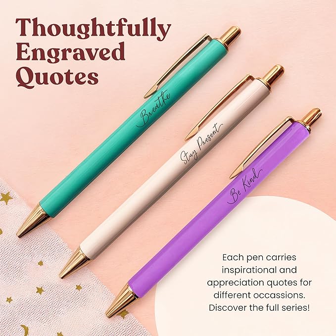 MESMOS Pastel Pens, Mindfulness Gifts, Inspirational Fancy Pens for Women, Wellness & Spiritual Gifts, Self Love Self Care Relaxing Gift, Journaling Cute Luxury Pretty Pen Set