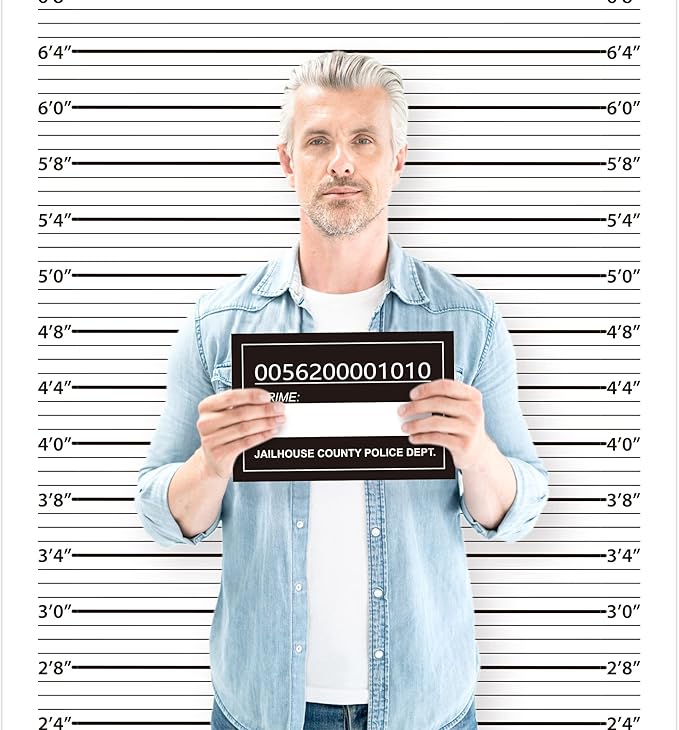 TICIAGA 29pcs Crime Scene Decors Kits, Body Silhouette Crime Scene Tape Evidence Markers and Bloody Sticker and Photo-Booth Props with Height Chart Backdrop Poster, Home for Crime Scene Party Decors