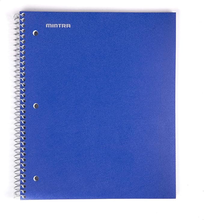 Mintra Office Durable Spiral Notebooks, 1 Subject, (Black, Blue, Red, College Ruled 3 Pack), 100 Sheets, Poly Pocket, Moisture Resistant Cover, Strong Chipboard back, For School, Office, Business