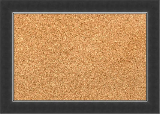 Amanti Art Natural Cork Board for Wall, 15x21 Vision Board with Black Wood Frame, Small Corkboard Office Decor for Home Organization, Modern Corkboard Pinboard to Display Items for Home Organization