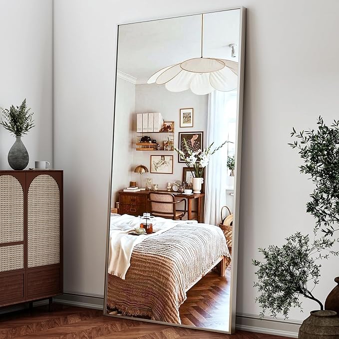 26"x71" Full Length Mirror, Adjustable Standing/Wall Mounted Floor Mirror for Bedroom, Living Room, Entryway, Large Silver Leaning Mirror with Shatterproof Glass