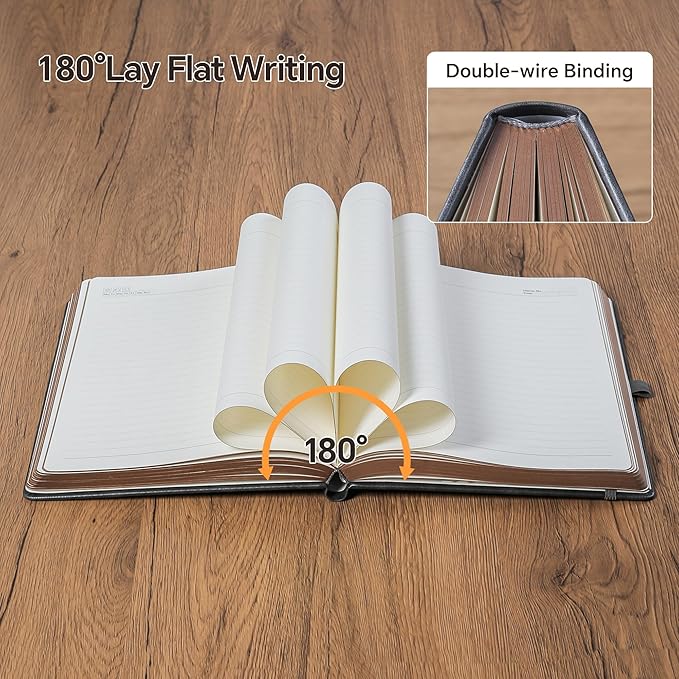 ZXHQ A5 360 Pages Lined Journaling Notebooks with Pen, Journals for Women Men Writing Notebook, Tree of Life Design, Brown Edge Fine Inner Pocket - Dark Grey