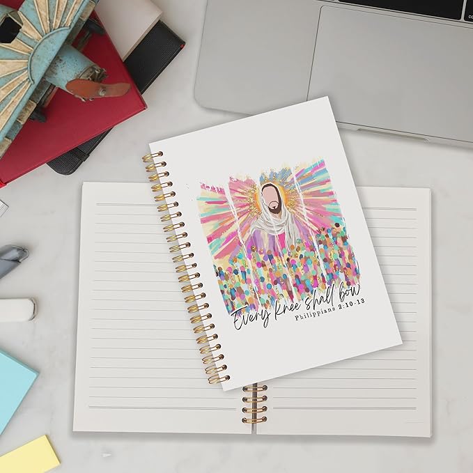 Qabliqo Colorful Christian Jesus Spiral Notebooks, Philippians 2:10-13 Bible Journals for Writing, Christian Religious Journal for Women, Scripture Notebook for Note Taking, 5.5x8.3 Inch