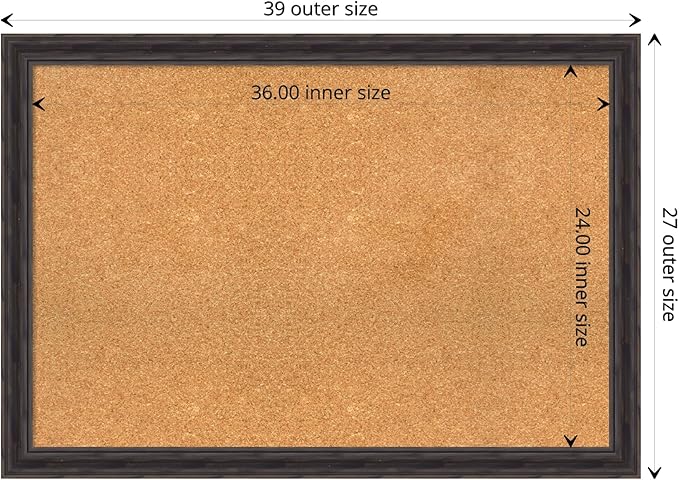 Amanti Art Natural Cork Board for Wall, 27x39 Vision Board with Brown Wood Frame, Large Corkboard Office Decor for Home Organization, Rustic Farmhouse Corkboard Pinboard to display items for home