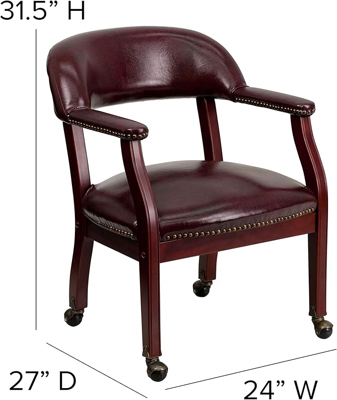 EMMA + OLIVER Oxblood Vinyl Luxurious Conference Chair with Casters