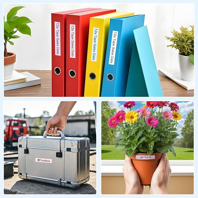 Compatible with Brother P Touch Colored Label Tape TZe 131 231 MQ531 MQP35 MQE35 Pastel Label Maker Tape Made for Brother P-Touch PT-D210 PT-D220 Label Maker, Clear/White/Purple/Pink/Blue