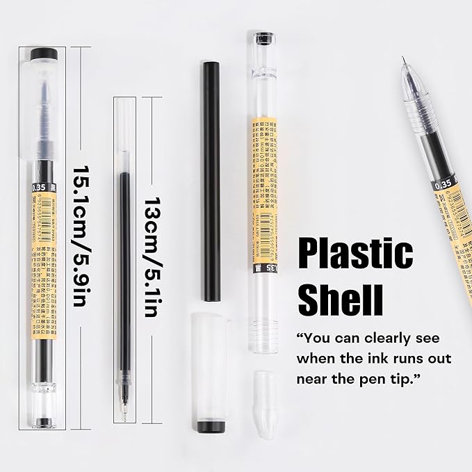 RIANCY Black Gel Ink Pens, 0.35mm Extra Fine Point Tip Smooth Writing Rollerball Pens, Japanese Style No Smudge Ballpoint Pen, Quick Drying for Journaling Office School Stationery Supplies 24pcs