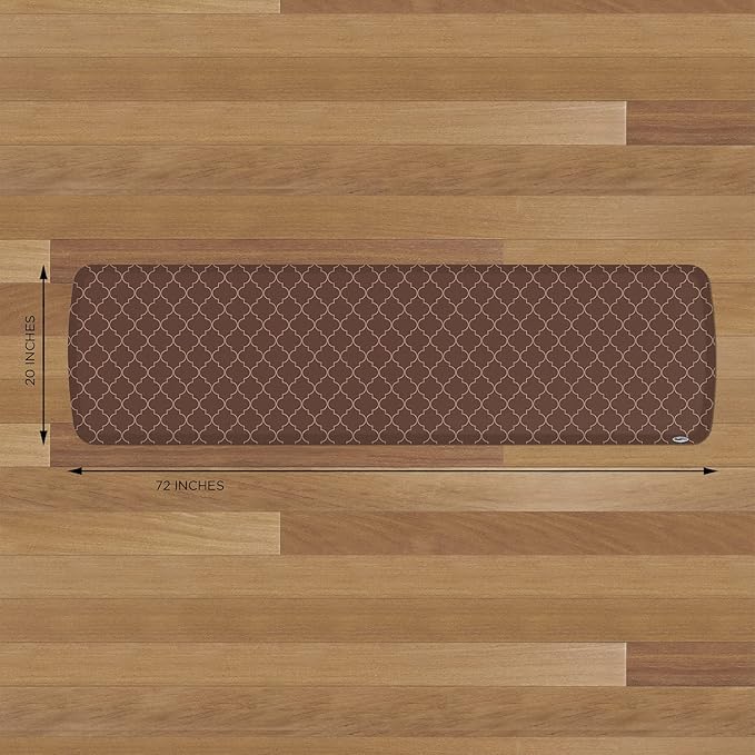 GelPro Trellis Walnut Elite Premier Anti-Fatigue Kitchen Comfort Floor Mat, 20x72 Stain Resistant Surface with Therapeutic Gel and Energy-return Foam for Health and Wellness, 20" x 72"