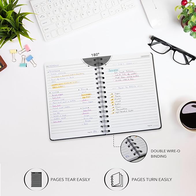 Lined Spiral Journal Notebook For Women & Men - Hardcover A5 Journal 170 Pages, Notebook for Work & Note Taking College Ruled Notebook - Beige