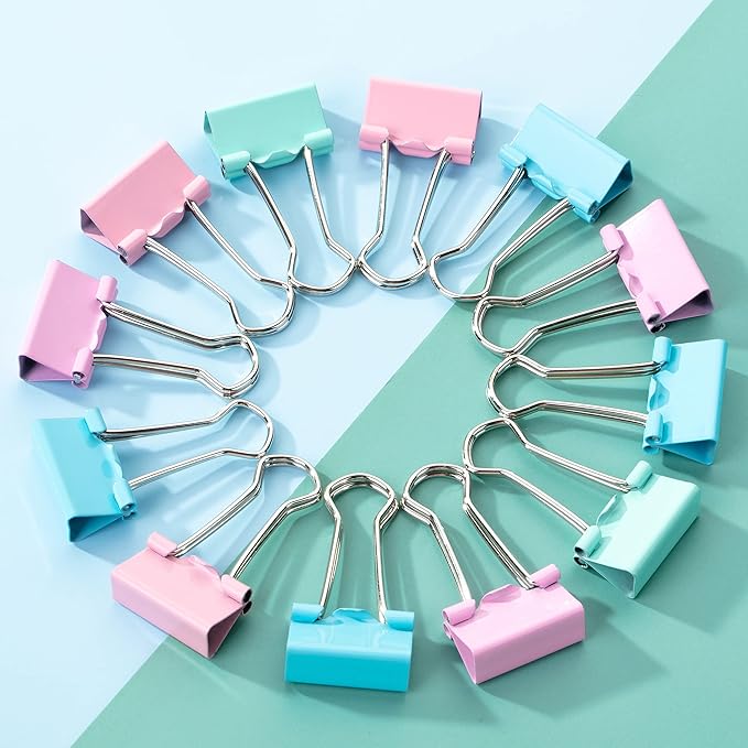 Mr. Pen Pastel Binder Clips, 50 Pack, 0.75 in, Pastel Color, Small Paper Clips, Office Clips