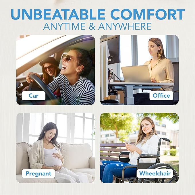 Car Seat Cushion, Comfortable Memory Foam Seat Pillow for Driving, Sciatica-Back Pain Relief, Cushion for Car-Truck, Office, Wheelchair - Brown