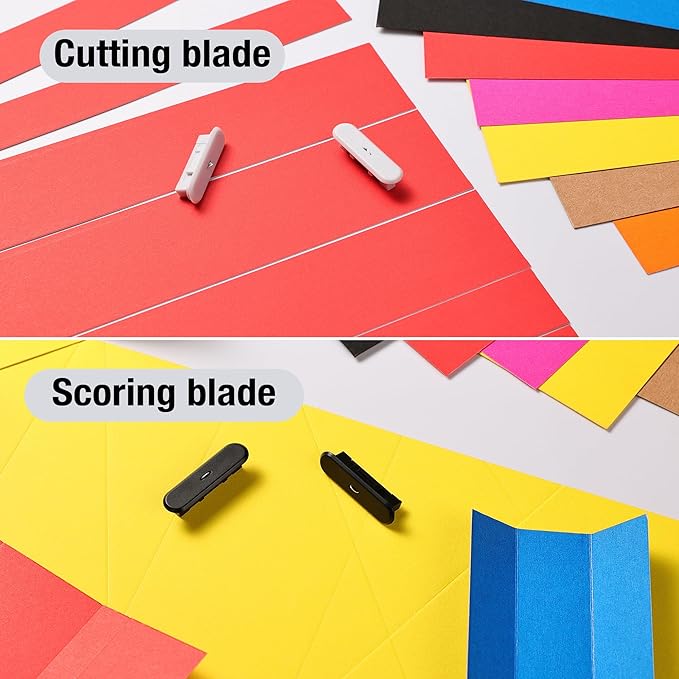 6-Pack Trimmer Replacement Blades for Fiskars Paper Trimmer, Replacement Blade for All Series of Fiskars/Portable&Precision Trimmer,Arts and Crafts,4 Cutting&2 Scoring Blades,a Slider,Blue
