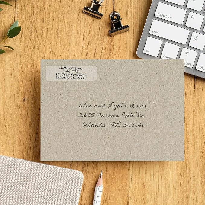 Clear Personalized Return Address Labels with Elegant Dispenser - Roll of 250 Custom See Through Transparent Stickers