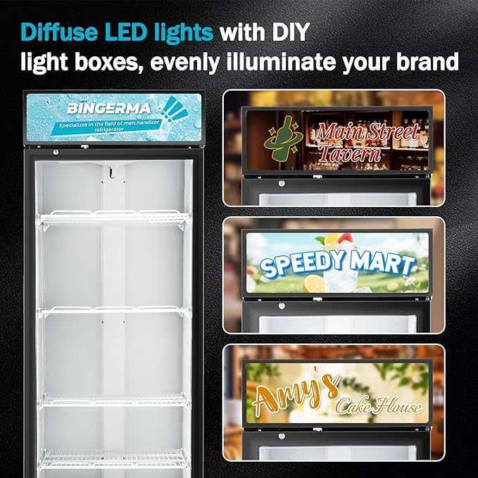 Commercial Beverage Refrigerator 15 Cu.ft. with Glass Door Display Merchandiser Fridge ETL Drink Cooler for Bars,Restaurants, Convenience Stores, Supermarkets and Offices