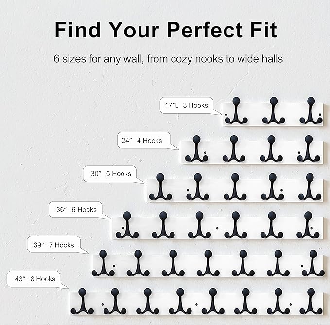 SKOLOO 30-Inch White Wood Coat Rack Wall Mount with 5 Triple Hooks - Ideal for Family Entrances, Classrooms, and Pet Supplies Storage - Perfect Coat Hooks for Wall