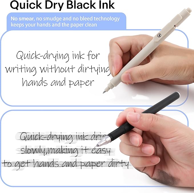 RIANCY Aesthetic Pens Beige Pens 5Pcs 0.5mm Quick Dry Black Ink Gel Pens Fine Point Smooth Writing Cute Pen Japanese Stationary Home Work Essentials Nurse School Gifts Office Supplies