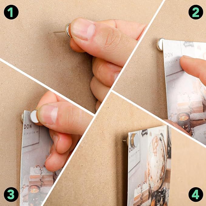 E BAVITE Magnetic Push Pins ThumbTacks, 36 Sets Magnet Pushpins for Wall Bulletin Board Cork Board Cute Decorative Push Pin Clips for Poster Hanger Picture Hanging Home Office Accessories