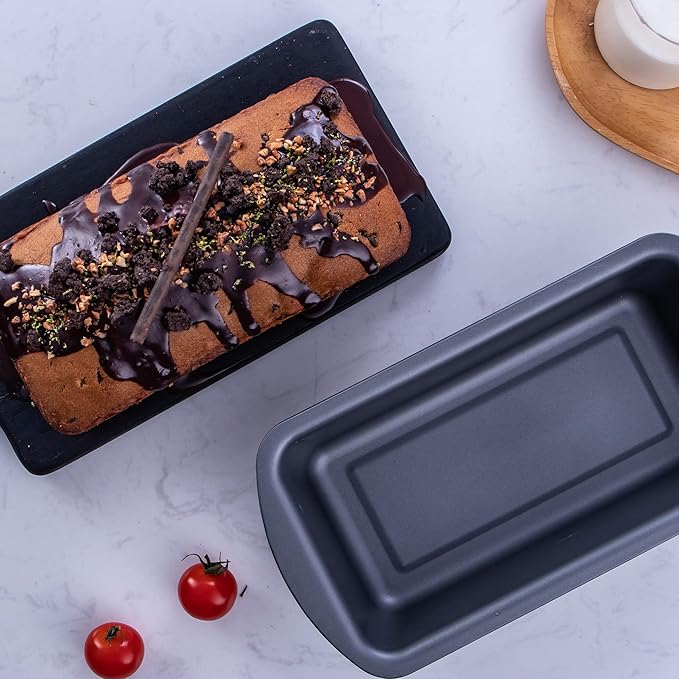 HONGBAKE 3 Pack Loaf Pan Set, 8.5 x 4.5 Inches With Wide Grips Nonstick Bread Tin, 1Lb Perfect for Homemade Baking, Grey