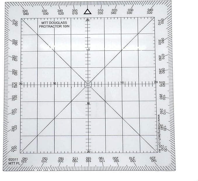 Douglas Protractor Graduated in Degrees for Angle Measurements and map Plotting for Outdoor, Marine or air Navigation, Hiking, Orienteering and Survival